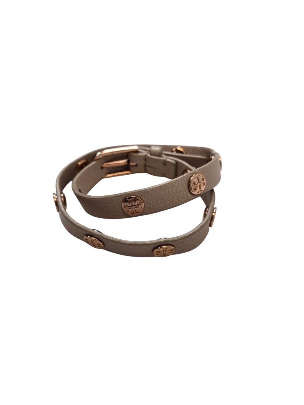 Tory Burch Double Wrap Logo Pink Leather & Rose Gold Bracelet